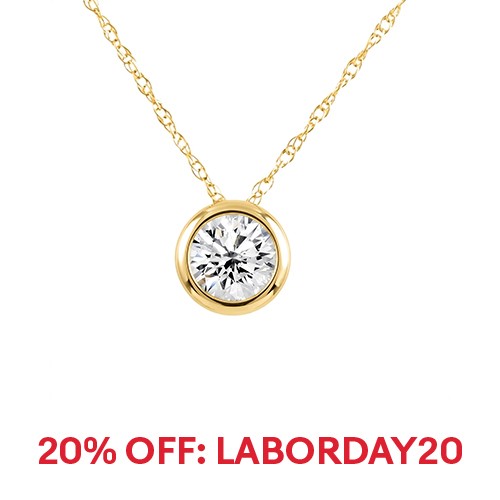 F/VS .50Ct Diamond Bezel Pendant Solitaire Necklace 14k Yellow Gold Lab Grown