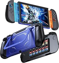 FYOUNG Dockable Protective Case for Switch 2 with Hard PC Front Cover, Adjustable Kickstand, 12 Game Card Slots, TPU Grip for Joycon, Shock-Proof&Anti-Scratch Shell Accessories (Light Blue)