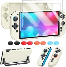 FYOUNG Protective Case for Nintendo Switch 2 2025, Slim Hard Shell for Switch 2 Accessories, Scratch&Shock Protection Cover with Screen Protector, 8 Thumb Grip(Soft Yellow, Switch 2 7.9inch)