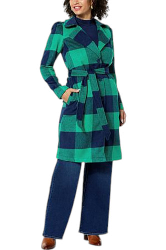 G by Giuliana Women's Black Label Plaid Trench Coat Red Combo