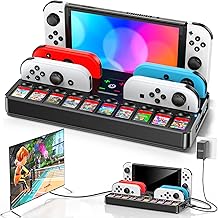 Game Boy Advance Games Switch Docking Station for TV with Controller Charger, Replacement for Switch TV Dock with HDMI Adapter, SW Base Station Portable Charging Dock with 10 Game Slots