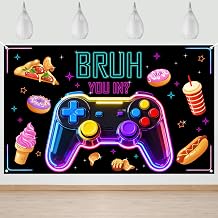Gamer Backdrop Game Night Party Decorations | 6x3.6ft, Polyester, Game on Backdrop, Gaming Backdrop, Video Game Party Decorations, Party Supplies