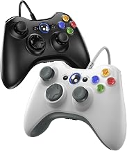 Gamrombo Wired Controller for Xbox 360-2 Pack, Compatible with xbox 360/360 S/360 E, with Dual-Vibration, 2.5mm headphone Jack（Black+White）
