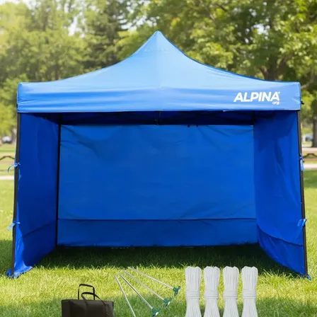 Gazebo 3x3 Paredes Plegable Autoarmable 20kg Tri Tent Alpina Azul