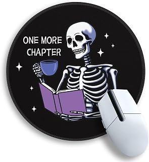 Gctriki Funny Skull Mouse Pad, 8.6" Round Mousepad with Stitched Edge & Non-Slip Base, Comfortable Mouse Pads for Computer Laptop, Unique Office Decor & Home Desk Accessories Book Lovers Gothic Humor