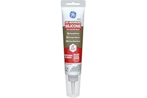 GE Advanced Silicone Caulk for Kitchen & Bathroom, White, 2.8 fl oz Tube, 1 Pack - 100% Waterproof Silicone Sealant, 5X Stronger Adhesion, Shrink & Crack Proof