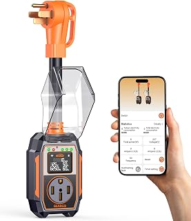 GEARGO 𝑨𝑳𝑳-𝑵𝑬𝑾 RV Surge Protector 50 Amp, 30000J RV Circuit Analyzer with Smart APP & Bluetooth, Larger LED Display, IP68 RV Adapter Plug for Camper, Travel Trailers