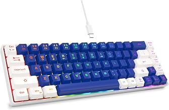 GEODMAER 65% Gaming Keyboard, LED Backlit Mini Wired Keyboard, Ultra-Compact Anti-Ghosting No-Conflict 68 Keys Membrane Gaming Wired Keyboard for PC Laptop Windows Gamer
