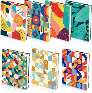 Geometric Pattern Book Covers, Feela 7 Pack Stretchable Jumbo Fabric Washable Durable Reusable Nylon Book Covers, for Hardcover Textbooks Notebooks up to 9&rdquo;x11&rdquo;