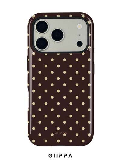 GIIPPA  Piece Retro Dark Coffee And Beige Polka Dot Design Phone 7 Pro Max Case, Compatible With Phone 6 Pro Max, 5 Pro Max, 4 Pro Max, Korean Stylish And Interesting Phone Case, Fits /2/3/4/5/75 Pro Max Plus, Elegant Design Suitable For Both Men And Wome