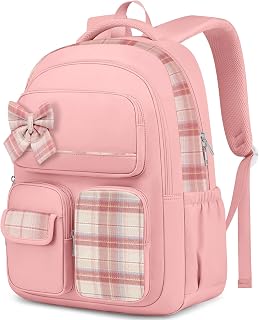 Girls Backpack for School Teen: Cute Bookbag for Middle High School 15.6 Inch Laptop Backpacks Lightweight Casual Daypack for College Students Travel Back Pack for Women Pink