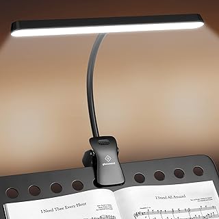 Glocusent Rechargeable Music Stand Light,11.2&rdquo; Wide Clip On Light for Piano | 57 LED Piano Light, 3 Colors & 5 Brightness Piano Lamp,140Hrs Runtime, For Musician/Piano Player/Sheet Music/orchestra