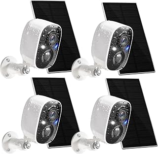 GMK Solar Security Cameras Wireless Outdoor 4 Pack, 2K Battery Powered Cameras for Home Security, Color Night Vision, Motion Detection, 2-Way Talk, IP65 Waterproof, Remote Access, Cloud/SD Storage