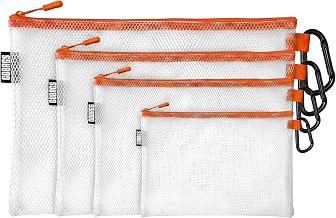 GOBAGS Air Production Multi-Size Clear Zipper Pouch (4-Pack) &ndash; Cable Organizer & Travel Gear Bag for Electronics, Camera Accessories, Tool Pouch & Small Tech Storage (Orange)