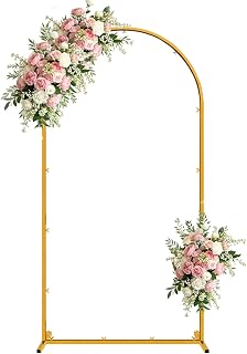 Gold Metal Arch Backdrop Stand, 6.6FT Wedding Arch Stand for Birthday Party Bridal Baby Shower Graduation Ceremony Photo Booth Garden Floral Balloon Arches Decoration