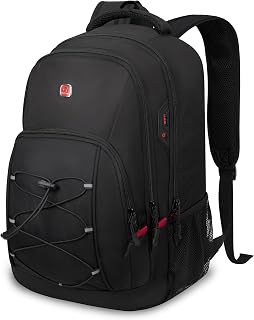 Goloni Travel Backpack, 17 Inch Laptop Backpack for Men Women, Business Backpack with Luggage Strap,Black/Red
