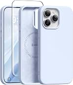 GONEZ Magnetic for iPhone 15 Pro Case, Silicone Cover Baby Blue