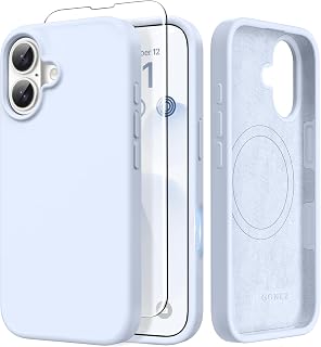 GONEZ Magnetic for iPhone 17 Case, [Compatible with MagSafe] Anti-Scratch Microfiber Lining & Screen Protector, Silicone Camera Control, Shockproof Slim Phone Cover 6.3 inch, Baby Blue