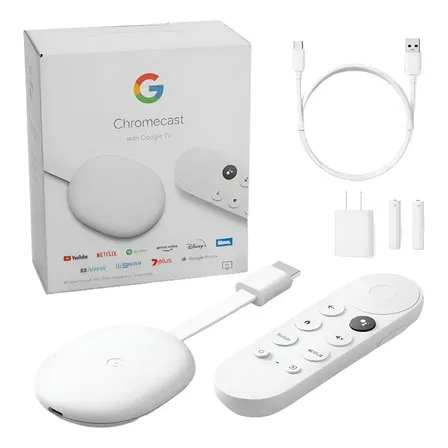 Google Chromecast With Tv De Voz 4a Generaci&oacute;n 4k 8gb Snow Con 2gb De Memoria Ram Nieve