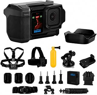 GoPro Mission 1 PRO Grip Edition Camera with 8K60 Video, 1" Sensor, 50MP Photos, 960fps Slow Motion, HyperSmooth Stabilization, 47-Piece Accessory Kit, Head Strap, 1-Year Warranty