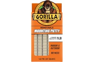 Gorilla Removable Mounting Putty, Natural Tan, 168 Pre-Cut Squares, 1-Pack | Non-Toxic Wall Putty, Repositionable, Holds Up to 2 lbs., Ideal for Posters, Paper, Metal, Painted Walls