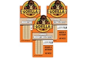Gorilla Removable Mounting Putty, Reusable Tack, 84 Squares (Pack of 3) | Repositionable adhesive putty holds up to 2 lbs. No-mess mounting for posters, signs & d&eacute;cor, indoors or out