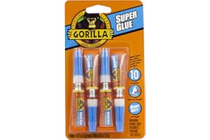 Gorilla Super Glue, Fast‑Setting, Impact‑Tough All‑Purpose Adhesive with Anti-Clog Cap, 4 -3 g Tubes, (Pack of 1) - Clear