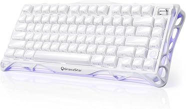 GravaStar Mercury K1 75% White Wireless Keyboard, Aluminum Alloy Exoskeleton Design Mechanical Gaming Keyboard, Gasket Hot-Swap Socket, Linear Switches, RGB Backlit【Opaline White】