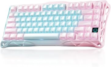 GravaStar Mercury K1 Lite 75% Gaming Keyboard, 2.4GHz/BT/Wired Tri-Mode Wireless Keyboard, Gasket Hot Swappable Mechanical Keyboard, Pre-lubed Linear Switches, Jelly Keycaps, RGB Backlit【Aurora Mist】
