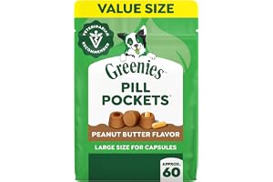 Greenies Pill Pockets for Dogs Large Size, Dog Treat Pouch for Capsule Medication, Peanut Butter Flavor, 15.8 oz. Pouch