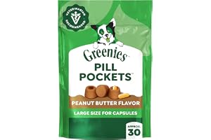 Greenies Pill Pockets Large Size Dog Treats, Peanut Butter, 7.9 oz | Vet-recommended, masks pill smell & taste, moldable texture, capsule size, natural ingredients, no fillers, 7.9 oz. pouch