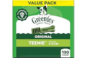 Greenies Veterinarian-Recommended Adult Natural Dental Dog Treats Teenie Size, Dog Dental Chews, Original Flavor, 36 oz. Pack, 130 Count