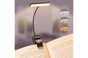 Gritin 19 LED Rechargeable Book Light for Reading in Bed with Memory Function- Eye Caring 3 Color Temperatures,Stepless Dimming Brightness,90 Hrs Runtime Lightweight Clip on Light for Book Lovers