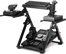 GTPLAYER Flight & Sim Racing Wheel Stand, Cockpit Frame with Steering Wheel, Shifter and Flight Control Mounts, Compatible with Logitech, Thrustmaster and PXN, Electronics Not Included, Black