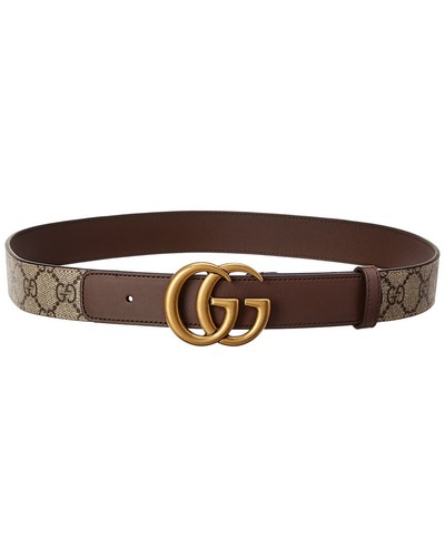 Gucci Gg Supreme Canvas & Leather Belt Women's