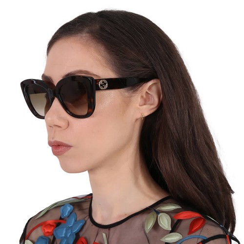Gucci Light Brown Butterfly Ladies Sunglasses GG0327S 002 52 GG0327S 002 52