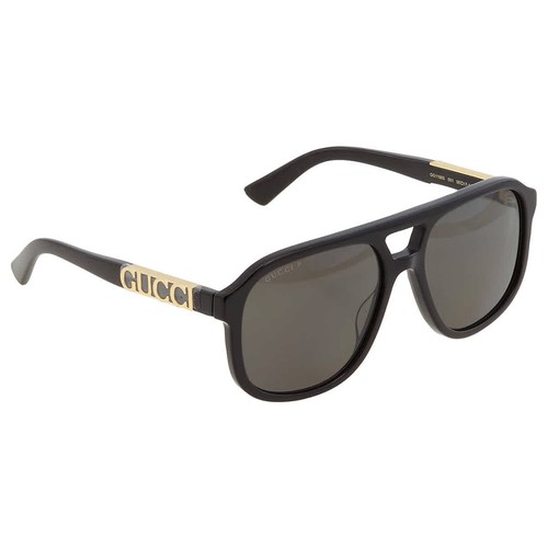 Gucci Polarized Dark Grey Pilot Unisex Sunglasses GG1188S 001 58 GG1188S 001 58