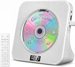 Gueray CD Player Portable Bluetooth Desktop CD Players for Home | Portable CD Player with Bluetooth with Timer Built-in HiFi Speakers with LCD Screen Display Boombox FM Radio USB Type-C