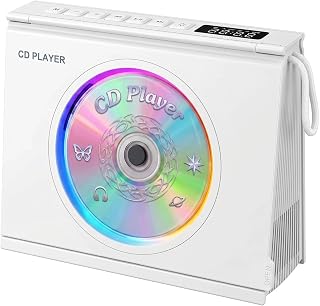 Gueray CD Player Portable BluetoothCD Players for Home 4000mAh Rechargable | Portable CD Player with Hifi Sound & Dual Bluetooth & Dual Speakers & LCD Screen Display & Timer FM Radio Eldly Friendly