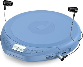 Gueray Portable CD Player with Earphones CD Player for Car | CD Dsicman with Anti-Skip Shockproof with LCD Display Support PROG Memory Repeat Function