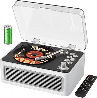 Gueray Retro CD Player Portable Bluetooth CD Players with Speakers Vintage CD-Player 3600mAh Rechargeable & Radio & Remote Control Support USB/AUX Playback Headphone Jack (Walnut Color)