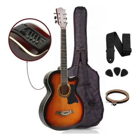 Guitarra Electroac&uacute;stica EAG003 Naranja Brillante Para Diestros