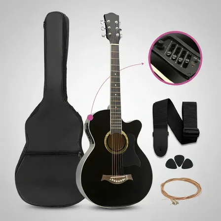 Guitarra Electroac&uacute;stica Femmto Eag003 Para Diestros Negro Arce Brillante Diestro