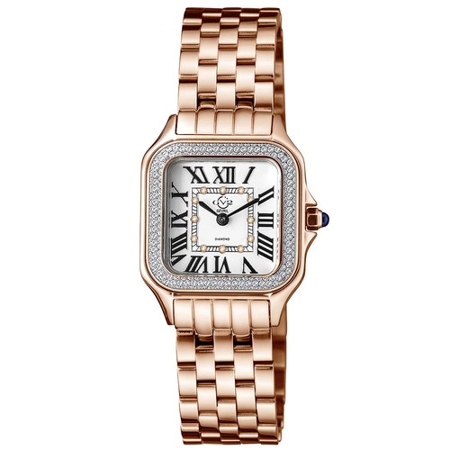 GV2 by Gevril Women's 12111B Milan Swiss Quartz IPRG Steel Diamond Watch
