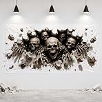 Halloween Decorations Outdoor, Plastic Backdrop 65" x 32.7", Skull Halloween Backdrop for Home, Wall, Window, Spooky Party, Indoor Outdoor Halloween Decorations
