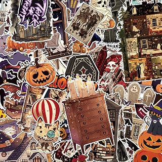 Halloween Sticker Book, 400+ Waterproof Vinyl Halloween Stickers, Funny Stickers for Adults & Kids, Cute Spooky Pumpkin Witch Stickers for Journaling, Scrapbooking, Crafts, Laptops and Water Bottles