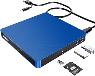 HATOKU External CD DVD Drive USB C Burner Writer for Laptop Windows MacBook | Slim ABS Shell Reads and Writes Media for Software Installs Movie Playback and Backups with 5 Gbps Speed No Drivers Required
