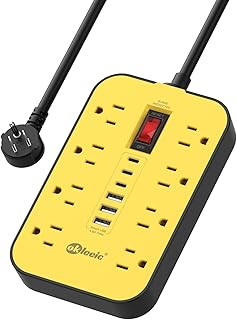 Heavy Duty Power Strip with Surge Protector, 6 USB Ports(3 USB-C), 14 Gauge Extension Cord 6 FT, Industrial High Wattage for Workbench, Workshop, Kitchen, Garage Must Have
