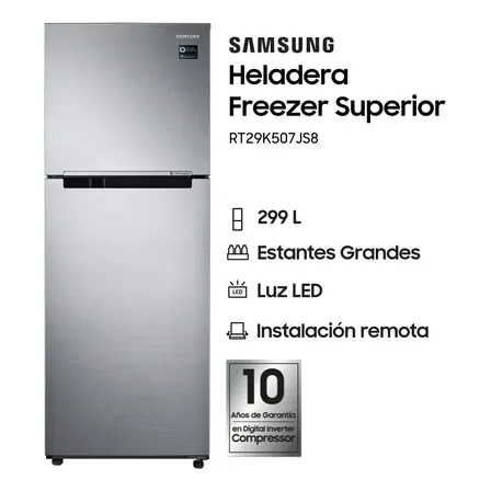 Heladera Samsung Rt29k507js8 Inverter 308 Lts Silver Cooling Plus