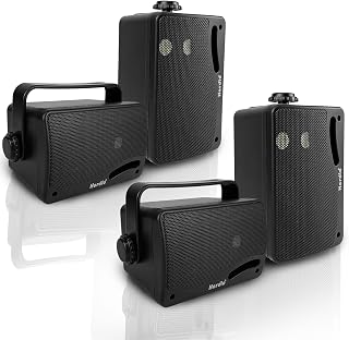 Herdio 3.5 Inch Bluetooth Outdoor Speakers Wired Waterproof Wall Mount Speakers with 400W Superior Sound, All-Weather Durability, for Home Patio Garden Marine Boat Garage Indoor,4-Pack Balck